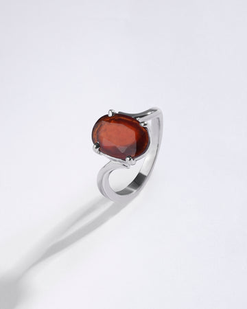 Bliss Garnet (Gomed) Ring in 925 Sterling Silver - Urja