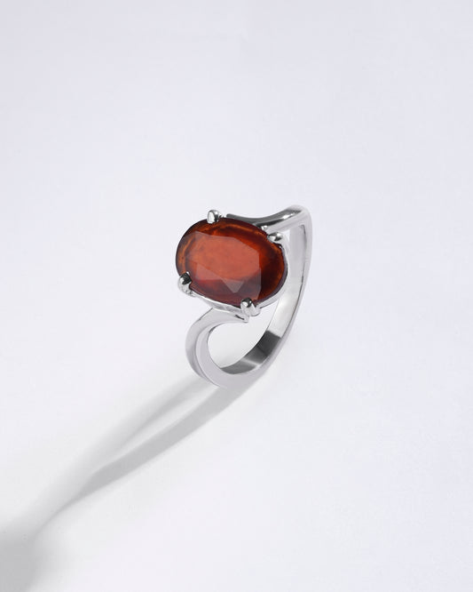 Bliss Garnet (Gomed) Ring in 925 Sterling Silver - Urja
