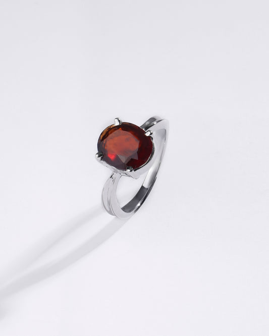 Elegant Garnet (Gomed) Ring in 925 Sterling Silver - Urja