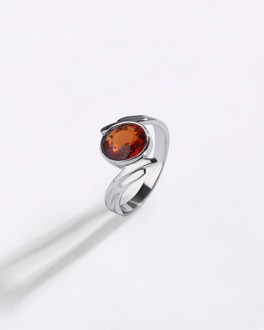 Dreamy Garnet (Gomed) Ring in 925 Sterling Silver - Shakti