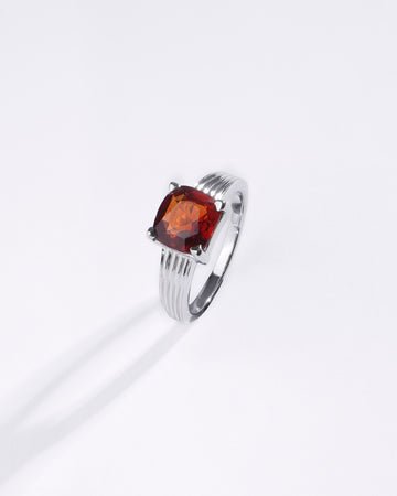 Magical Garnet (Gomed) Ring in 925 Sterling Silver - Urja Sq