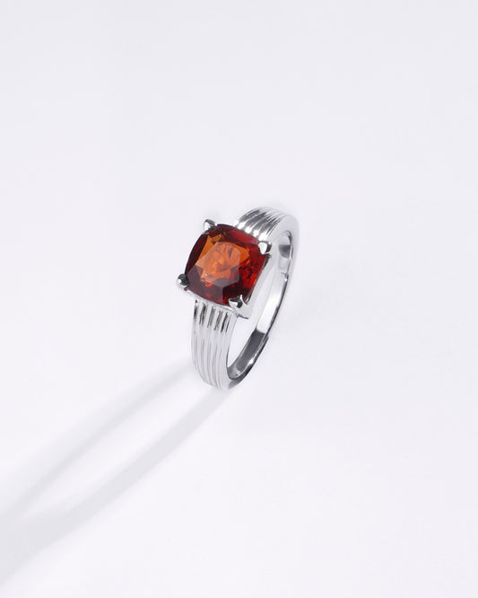 Magical Garnet (Gomed) Ring in 925 Sterling Silver - Urja Sq