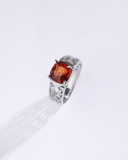 Victorian Garnet (Gomed) Ring in 925 Sterling Silver - Urja Sq