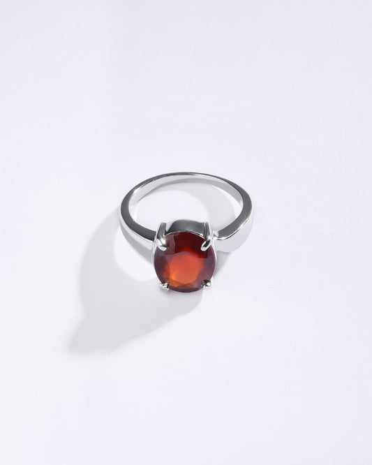 Vibrant Garnet (Gomed) Ring in 925 Sterling Silver - Urja