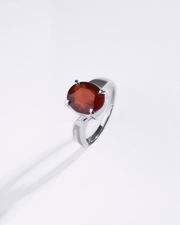 Vibrant Garnet (Gomed) Ring in 925 Sterling Silver - Urja