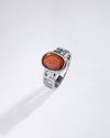 Swastik Garnet (Gomed) Ring in 925 Sterling Silver - Shakti
