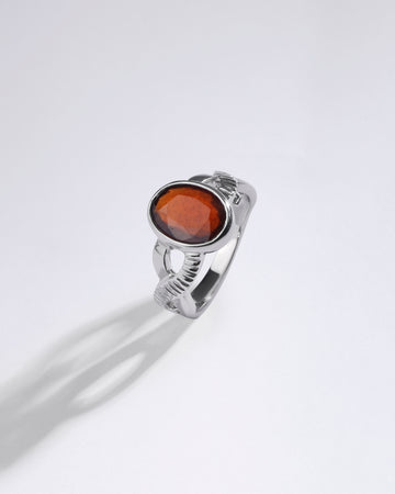 Celestial Garnet (Gomed) Ring in 925 Sterling Silver - Shakti