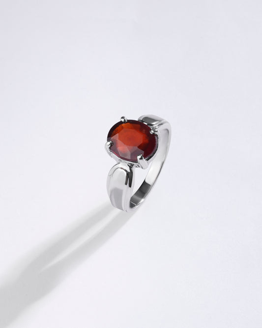 Timeless Garnet (Gomed) Ring in 925 Sterling Silver - Urja