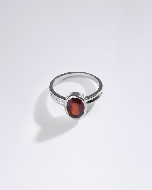 Prosperity Garnet (Gomed) Ring in 925 Sterling Silver - Shakti