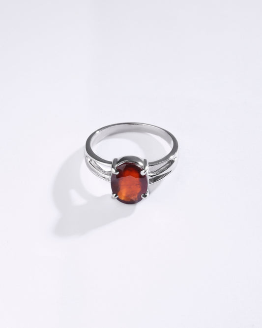 Precious Garnet (Gomed) Ring in 925 Sterling Silver - Urja