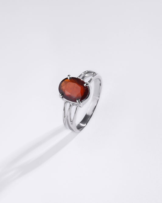 Precious Garnet (Gomed) Ring in 925 Sterling Silver - Urja