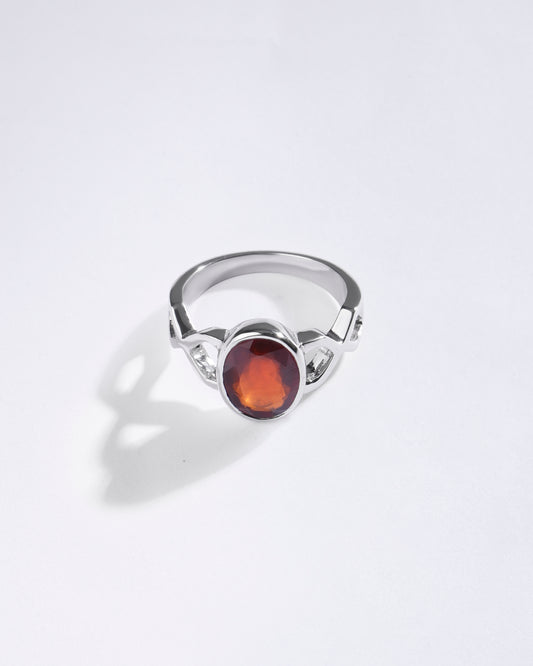 Powerful Garnet (Gomed) Ring in 925 Sterling Silver - Shakti