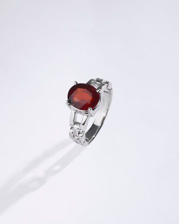 Rolex Garnet (Gomed) Ring in 925 Sterling Silver - Urja
