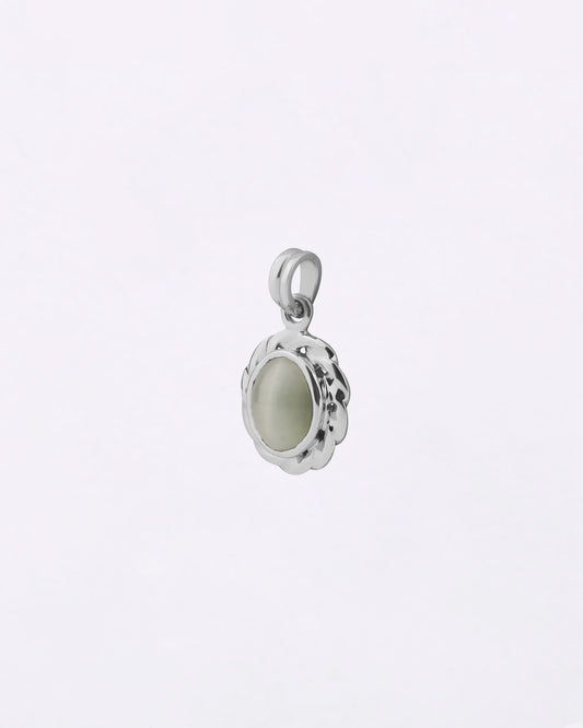 Spiral Curve Cat's Eye Pendant in 925 Silver