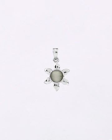 Sun Petal Shaped Cat's Eye Pendant in 925 Silver