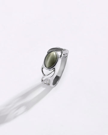 Designer Cat’S Eye (Lehsunia) Ring in 925 Sterling Silver - Shakti