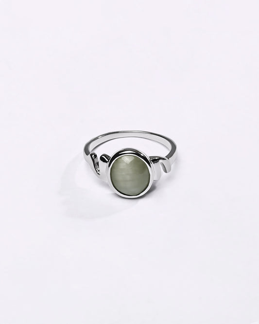 Authentic Cat'S Eye (Lehsunia) Ring in 925 Sterling Silver - Shakti