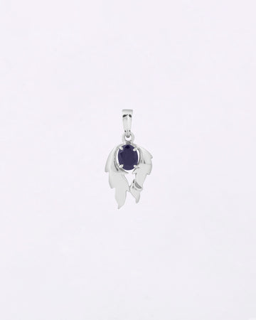 Luna Leaf Blue Sapphire Pendant in 925 Silver