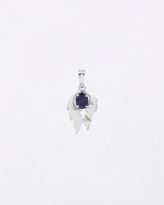 Luna Leaf Blue Sapphire Pendant in 925 Silver