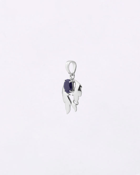 Luna Leaf Blue Sapphire Pendant in 925 Silver