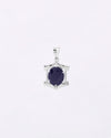 Hexa Edge Blue Sapphire Pendant in 925 Silver