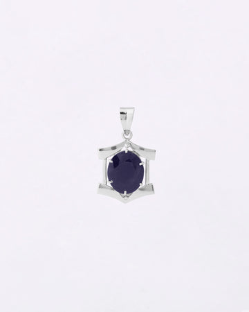 Hexa Edge Blue Sapphire Pendant in 925 Silver