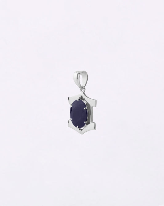 Hexa Edge Blue Sapphire Pendant in 925 Silver