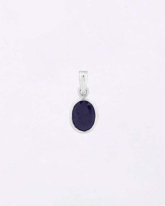 Plain Blue Sapphire Pendant in 925 Silver