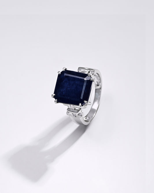 Premium Blue Sapphire (Neelam) Ring in 925 Silver - #1199NO8 - Myra