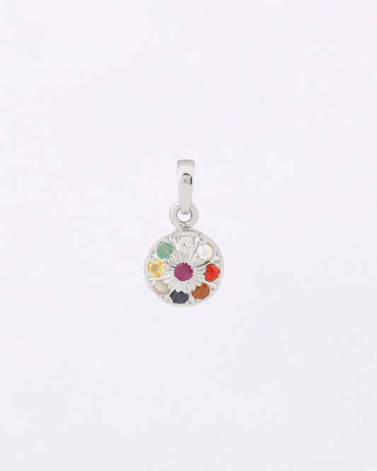 Nova Chakra Navratna Pendant in 925 Silver