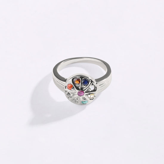 Navratna silver ring