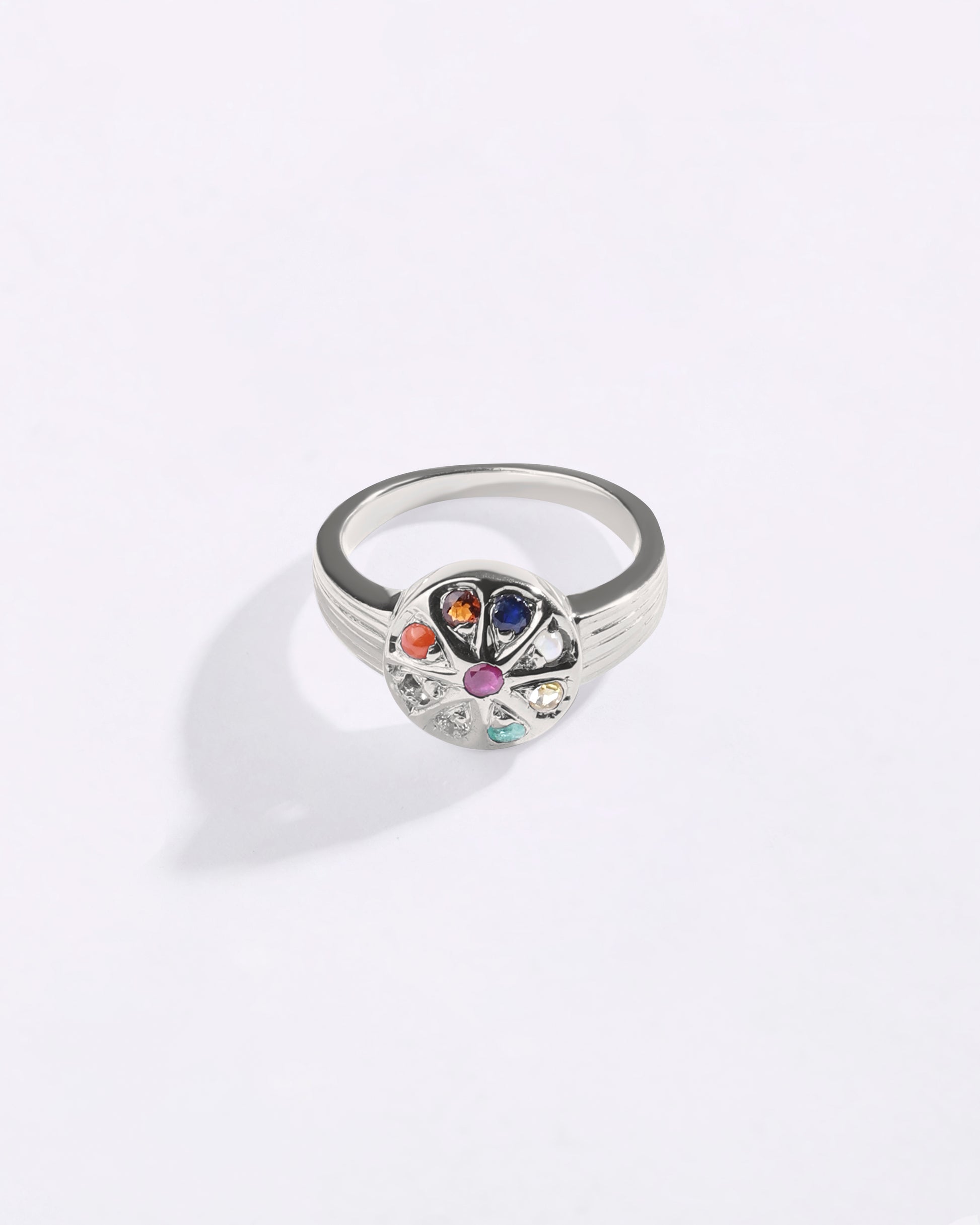 Navratna silver ring