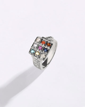 Royal Navratna (Navgrah) Ring in 925 Sterling Silver