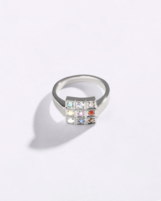 Natural Navratna (Navgrah) Ring in 925 Sterling Silver