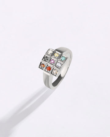 Natural Navratna (Navgrah) Ring in 925 Sterling Silver