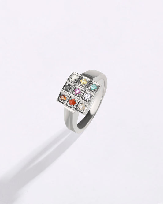 Natural Navratna (Navgrah) Ring in 925 Sterling Silver