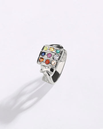 Unique Navratna (Navgrah) Ring in 925 Sterling Silver