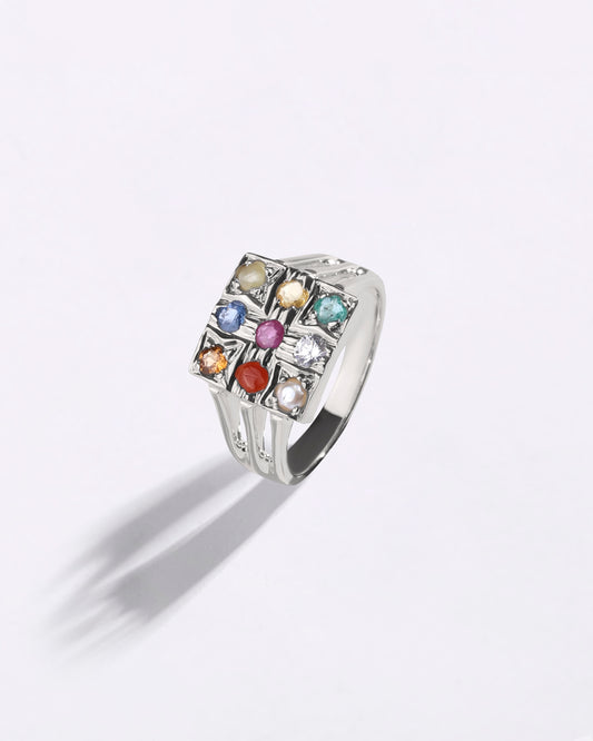 Imperial Navratna (Navgrah) Ring in 925 Sterling Silver