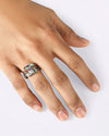 Silver navratna finger ring