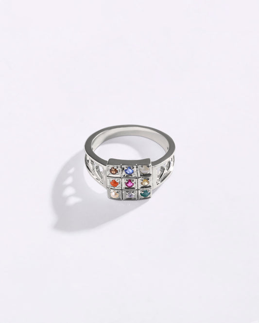 Cherished Navratna (Navgrah) Ring in 925 Sterling Silver