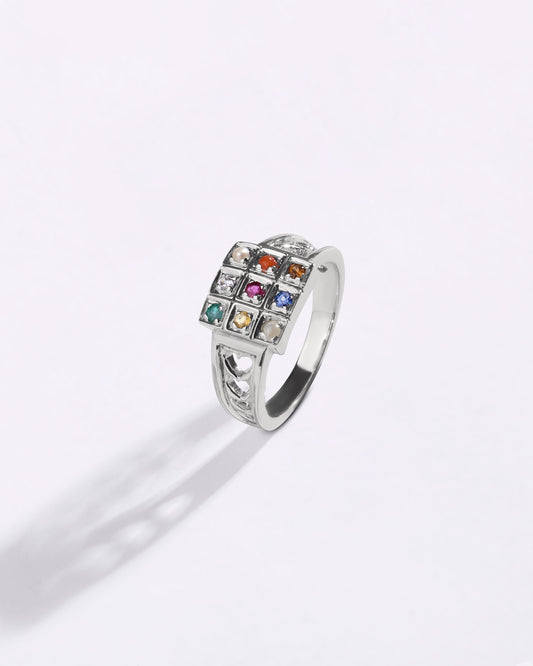 Cherished Navratna (Navgrah) Ring in 925 Sterling Silver