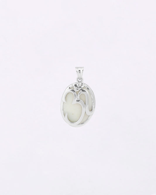 Om Crest Opal Pendant in 925 Silver