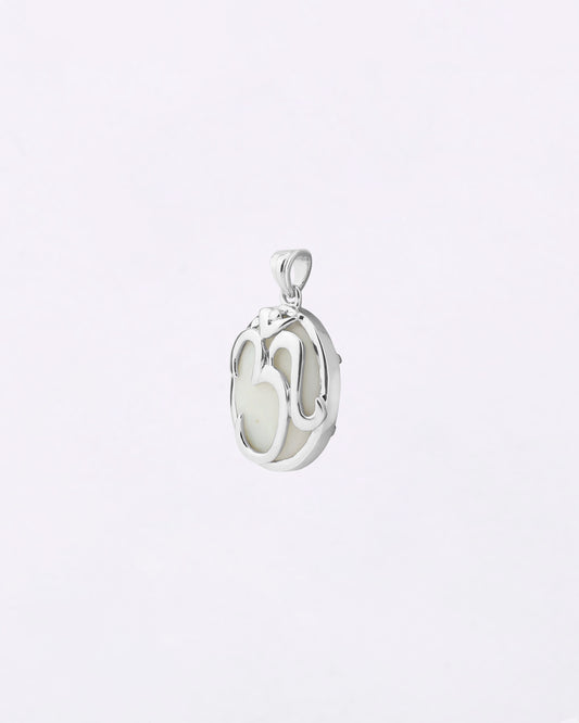 Om Crest Opal Pendant in 925 Silver