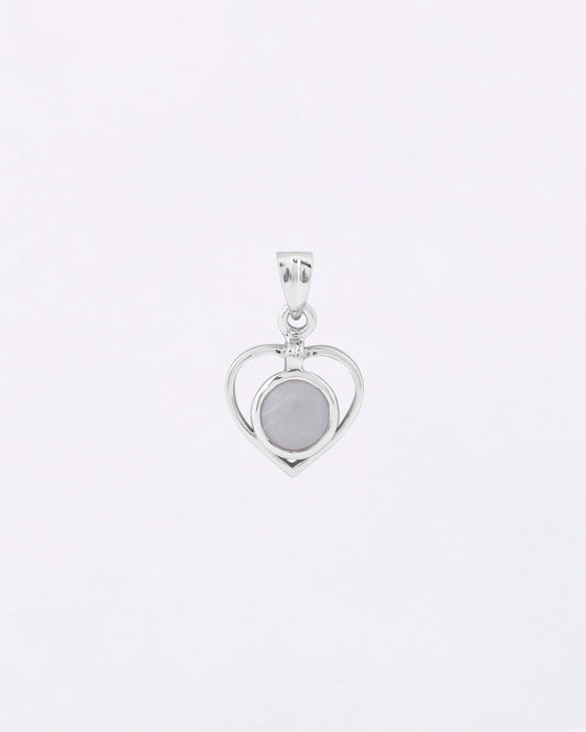 Heart Border Opal Pendant in 925 Silver