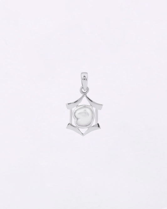 Hexa Edge Pearl Pendant in 925 Silver