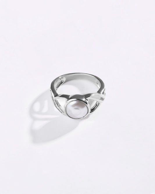 Designer Pearl (Moti) Ring in 925 Sterling Silver - Shakti R