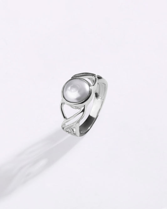 Designer Pearl (Moti) Ring in 925 Sterling Silver - Shakti R