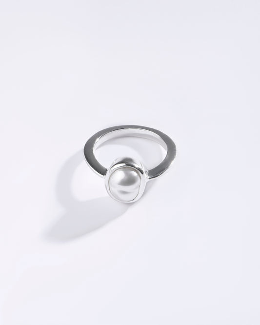 Minimalist Pearl (Moti) Ring in 925 Sterling Silver - Shakti U
