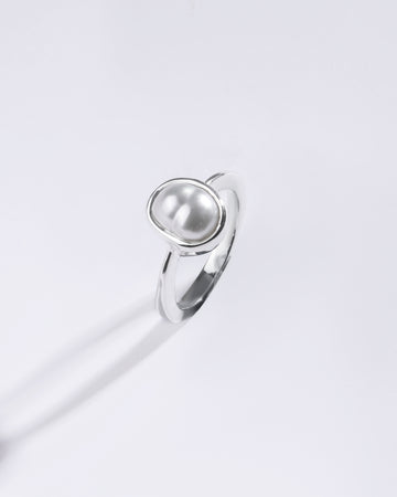 Minimalist Pearl (Moti) Ring in 925 Sterling Silver - Shakti U