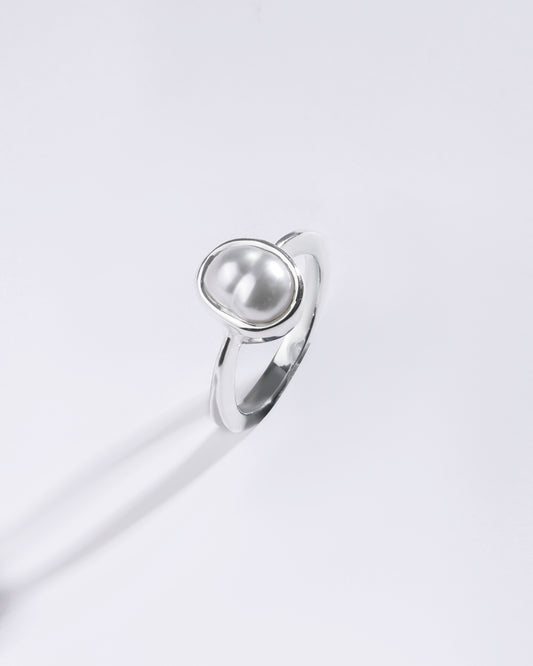 Minimalist Pearl (Moti) Ring in 925 Sterling Silver - Shakti U